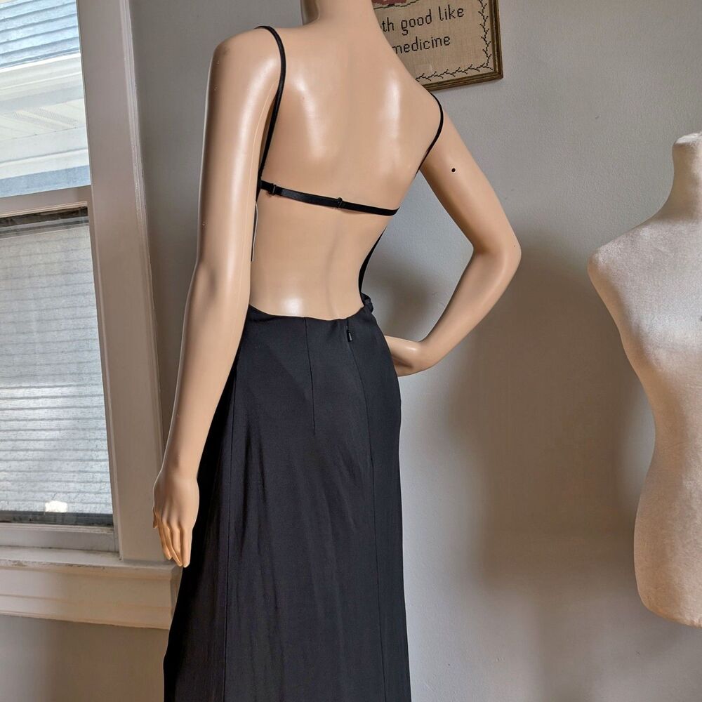 NWT Vintage 90s Papell Boutique Prom Gown Whimsygoth Satin Floral Embroidery 6 - Picture 11 of 14
